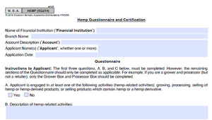 Hemp Questionnaire and Certification, and Instructions (Electronic Form)